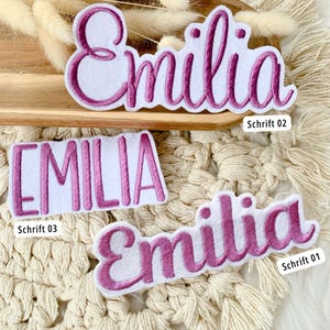 Large embroidered names | Font 1 | Iron-on patch | XXL iron-on name | White felt appliqué | Patch | School enrollment | School cone image 7