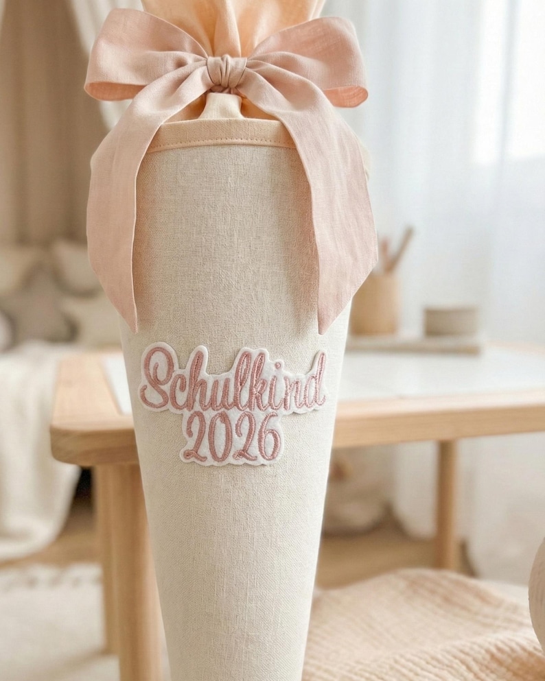 Schoolchild 2026 | Font 2 | Applique | Patch | Iron-on | Lettering | School cone | First day of school | White felt | School entrance 2026 image 3