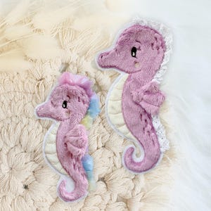 Applikation Seepferdchen | Meerestiere | Bügelbild | Patch | Aufnäher | Rosa | Lila | Regenbogen