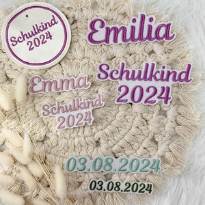 Name gestickt Bügelbild Namen zum Aufbügeln Applikation Schriftzug Patch Einschulung Schultüte Geburtsname klein 画像 9