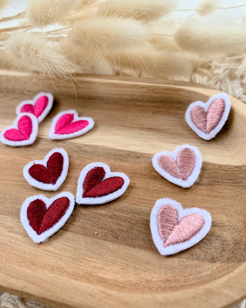 Mini applique hearts Mini heart Decoration school cone Hearts Heart small for ironing/sew-on Love Patch Iron on Iron-on transfer image 4