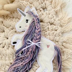 Applikation Einhorn mit Mähne lila Einhörner mit Wollmähne Pony Bügelbild Patch Aufnäher Bild 6