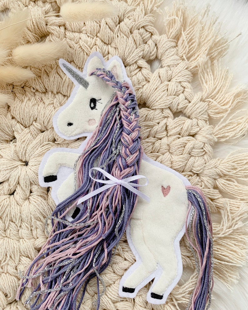 Applikation Einhorn mit Mähne lila Einhörner mit Wollmähne Pony Bügelbild Patch Aufnäher Bild 6