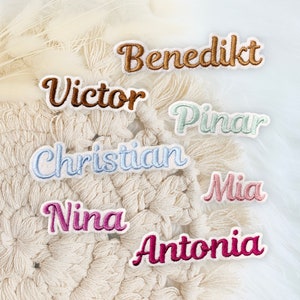 Name Mini Embroidered Iron-on patch Names to iron on Application lettering Patch Birth name small name applications image 1