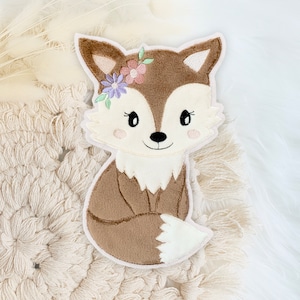 Applikation Fuchs Boho Blumen | Bügelbild | Patch | Aufnäher | Waldtiere | 3D Effekt