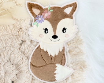 Applikation Fuchs Boho Blumen | Bügelbild | Patch | Aufnäher | Waldtiere | 3D Effekt