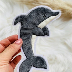 Applikation Delfin grau Meerestiere Maritim Bügelbild Patch Aufnäher Bild 5