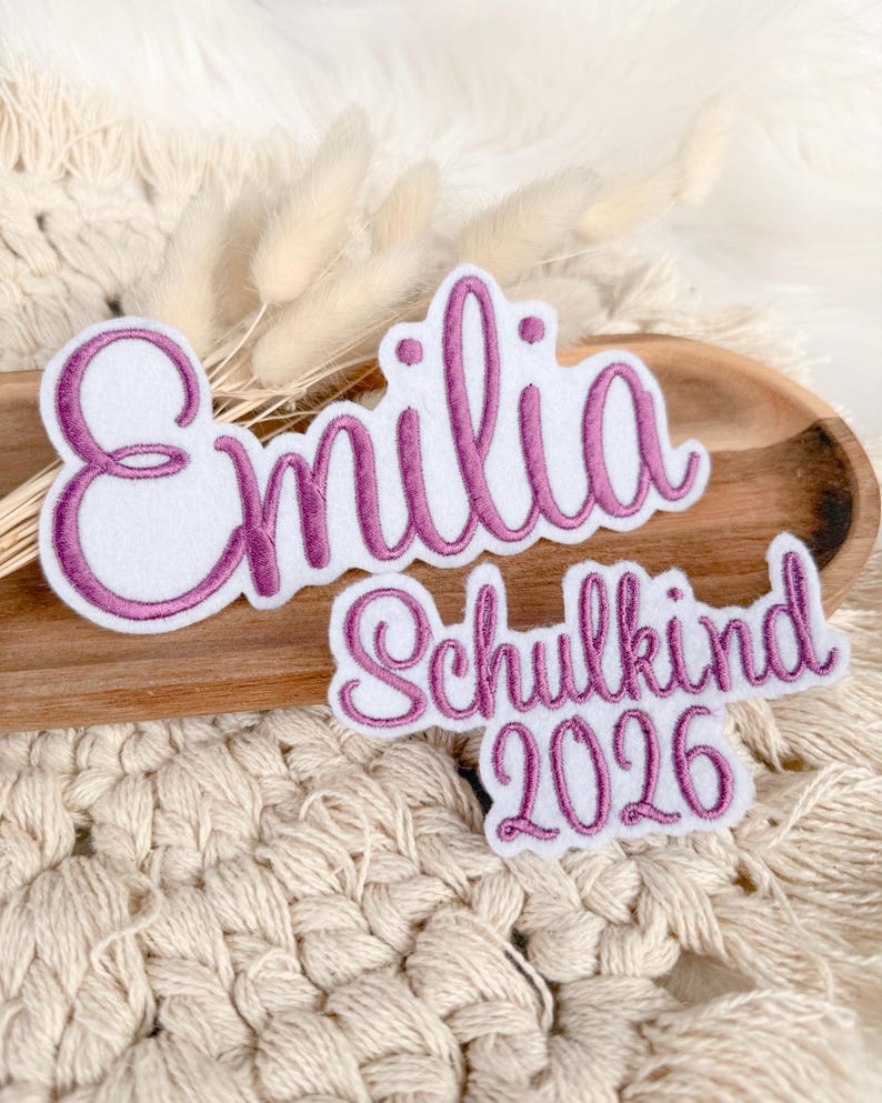 Schoolchild 2026 | Font 2 | Applique | Patch | Iron-on | Lettering | School cone | First day of school | White felt | School entrance 2026 image 5