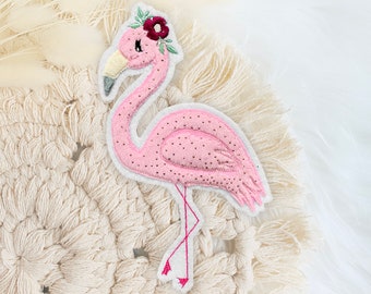 Applikation Flamingo | Bügelbild | Patch | Aufnäher | 3D Effekt mit Glitzer