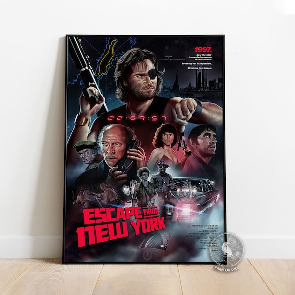 Escape from New York Poster | Snake Plissken Wall Art | Wall Decoration | Framed Poster | Movie Poster Print