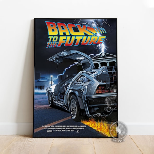 Back to the Future Poster | DeLorean Time Machine Wall Art | Wall Decoration | Framed Poster | Movie Poster Print