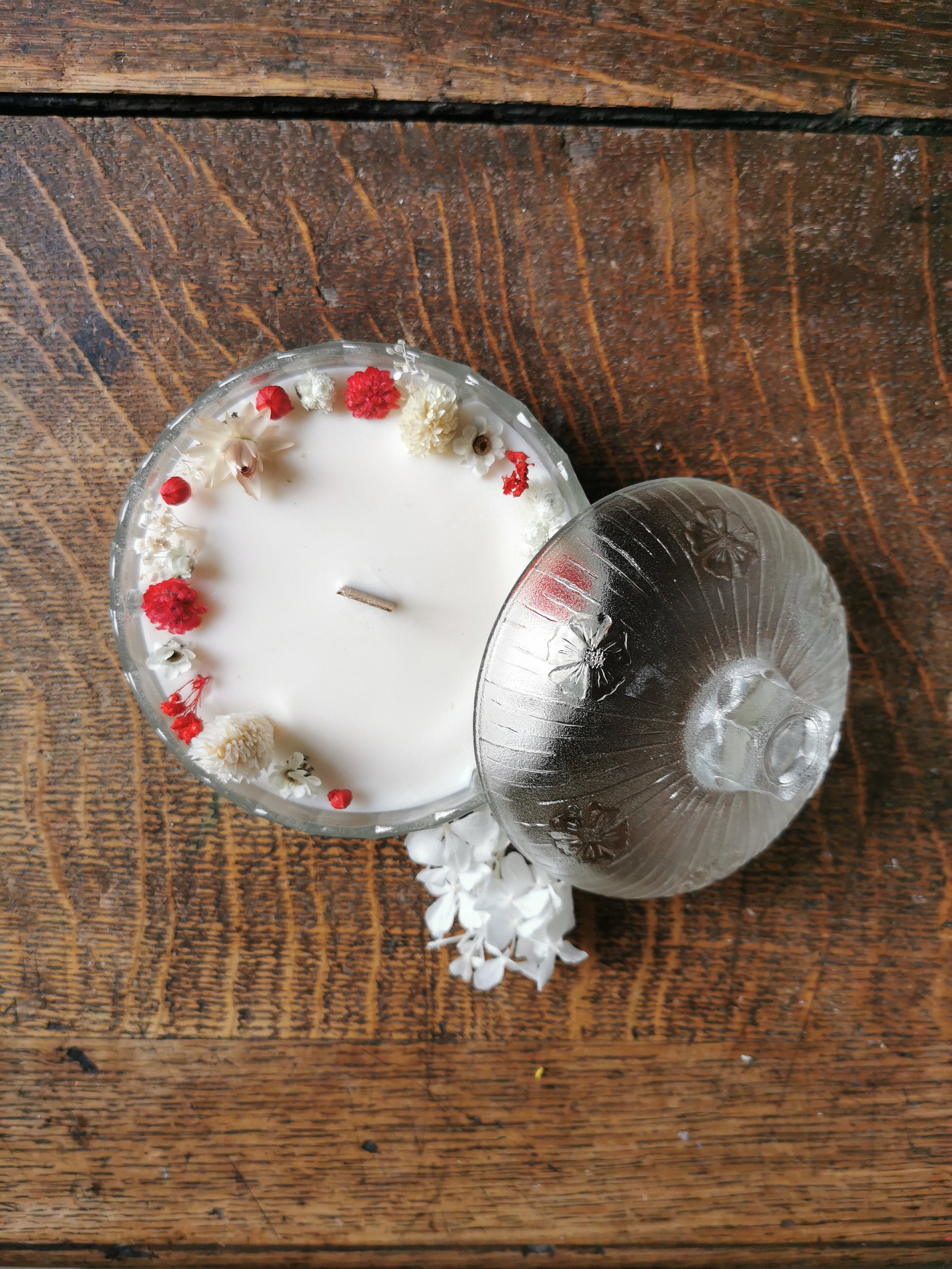 Bougie Vintage Fleurs Séchées