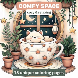 Comfy and Bold Easy Coloring Book | 78 Unique Printable Designs | Digital Download PDF for Adults and Kids | Stress Relief