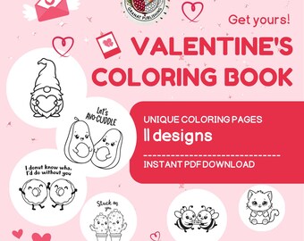 Livro de colorir para o Dia dos Namorados | 11 desenhos fofos (padrão em PDF)