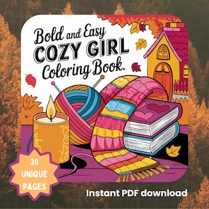 Gemütliches Mädchen Malbuch | 30 Einzigartige Designs, Stressabbau (Digitaler Download)