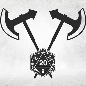 Dungeons and Dragons svg, D20 Battleaxe svg, DND svg, png