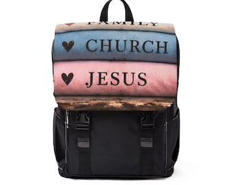 Durable Oxford Canvas Shoulder Backpack with Front Flap, Multiple Pockets, and Adjustable Straps