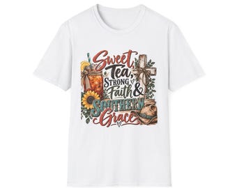 Sweet Tea N Sass Faith Based Unisex Softstyle T-Shirt