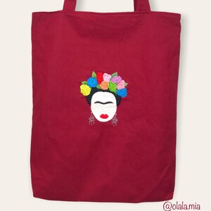 Bestickte Künstlerin Einkaufstasche mit Innentasche & Reißverschluss, Stoffbeutel mit lange Henkel, perfekte Umhängetasche oder Tote bag