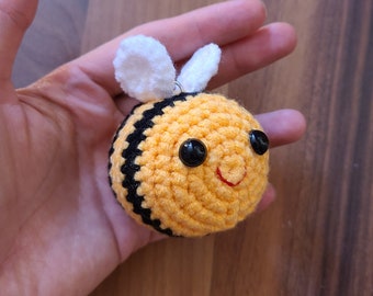 Ready for delivery: cute amigurumi, cute crocheted busy bee, bumblebee keychain, handmade doll, decorative toy