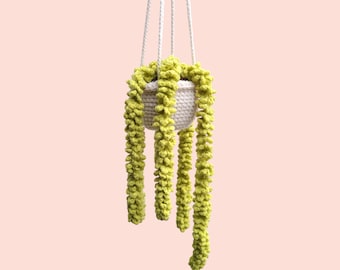 Plante verte au crochet, décoration de van, plante Monstera au crochet, suspension de rétroviseur, suspension de voiture