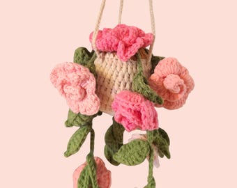 Crochet Plante Verte, Décoration de Van, Crochet Plante Monstera, Cintre Rétroviseur, Cintre de Voiture