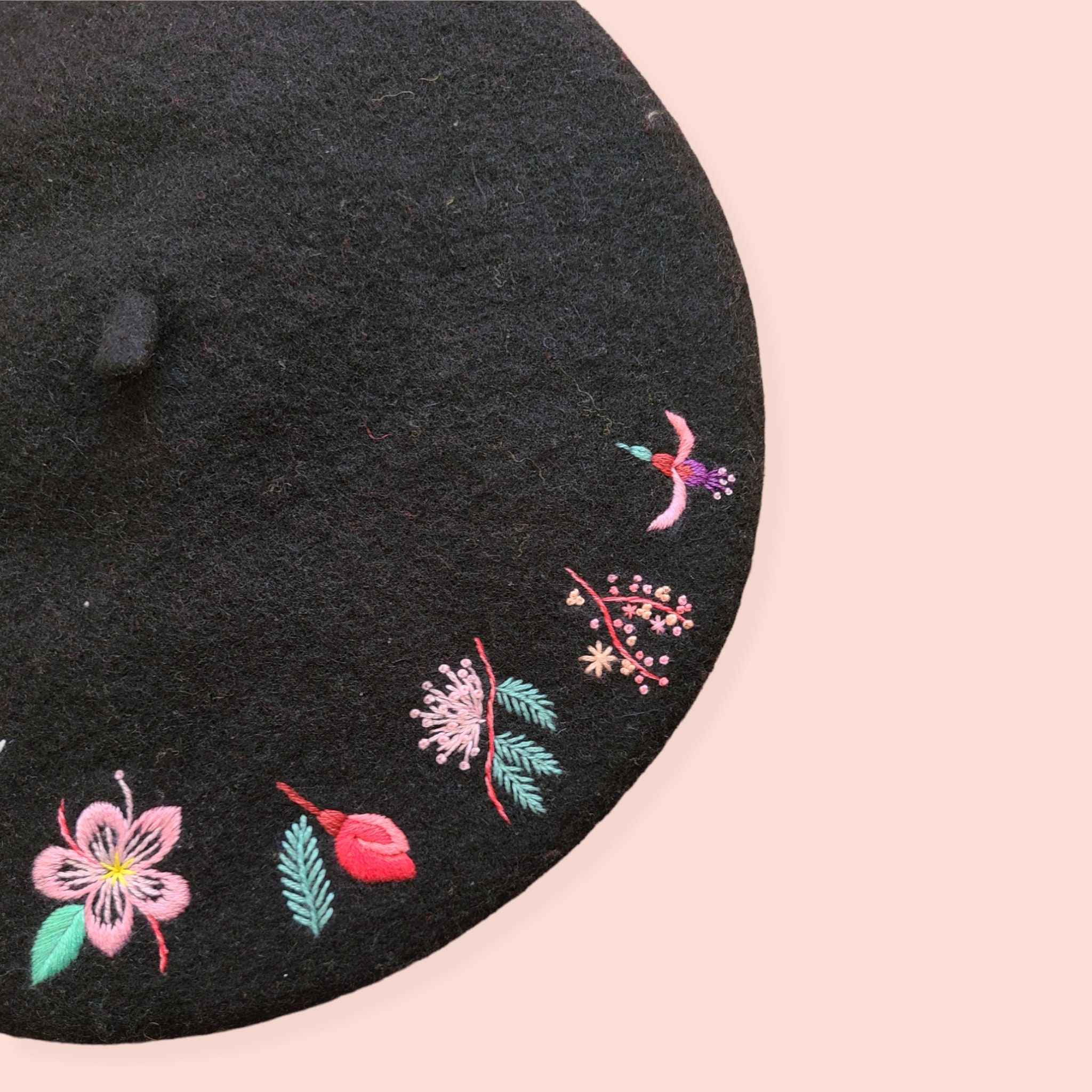 Embroidered French Beret, Hand-embroidered Flowers, 100  display picture 2