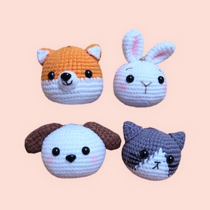 Prêt à expédier : amigurumi mignon, animaux au crochet mignons Shiba Inu, chien, lapin, porte-clés chat, poupée faite à la main, jouet décoratif