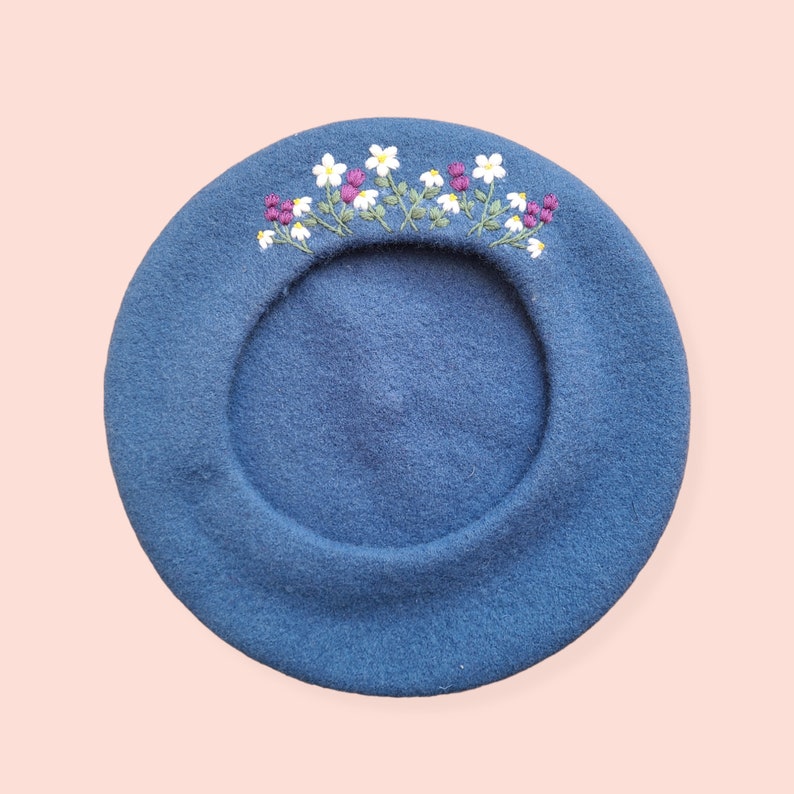Embroidered French Beret Hand Embroidered wild Etsy