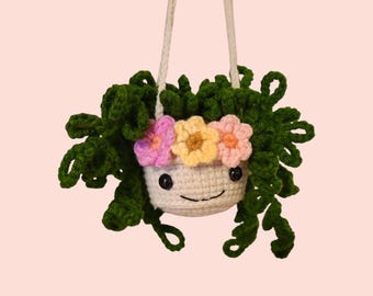 Crochet Plante Verte, Décoration de Van, Crochet Plante Monstera, Cintre Rétroviseur, Cintre de Voiture