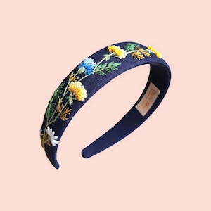 Hairband with hand-embroidered forget-me-not mimosa, floral flower hair accessory, hair accessory gift for girls, gift for women Gelbe Blumen