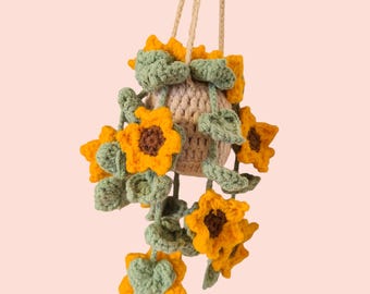 Crochet Plante Verte, Décoration de Van, Crochet Plante Monstera, Cintre Rétroviseur, Cintre de Voiture