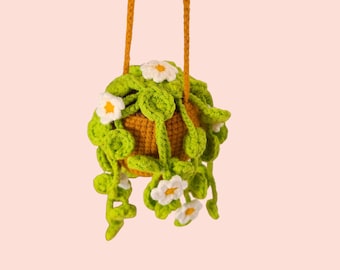 Crochet Plante Verte, Décoration de Van, Crochet Plante Monstera, Cintre Rétroviseur, Cintre de Voiture