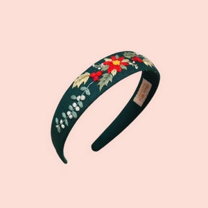 Bandeau à cheveux brodé à la main fleur de Noël accessoires de cheveux floraux d&#39;automne, accessoires de cheveux cadeau pour filles, cadeau pour femmes,