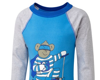 ScratchSleeves | Superhero PJ Top | Kingfisher Blue | Kids | Perfect For Eczema And Other Itchy Skin Conditions