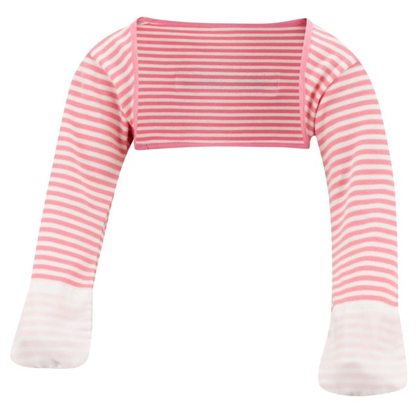 ScratchSleeves | Scratch Mitts That Stay On | Stripes | Pink, Blue and Cappuccino | Baby and Toddler
