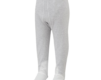 ScratchSleeves | Calça de pijama com pezinhos | Bebê e criança pequena | Cinza mesclado | Perfeito para eczema e outras condições de pele que causam coceira