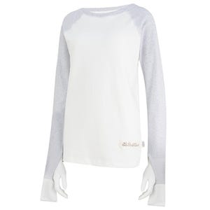 ScratchSleeves | Scratch Mitts For Adults | Slit Sleeve PJ Top | White & Grey | Perfect For Eczema And Other Itchy Skin Conditions