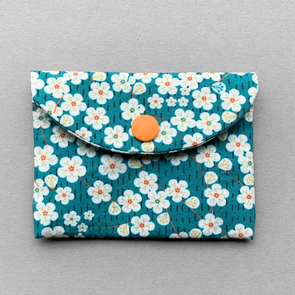 Mini Etui Japan Blumen Grün, kleiner Geldbeutel, Tampontasche