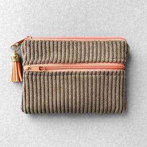 Mini Geldbeutel Double Cord Hellbraun, kleines Portemonnaie