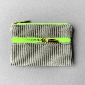 Mini Geldbeutel Double Cord Grau Neon, kleines Portemonnaie