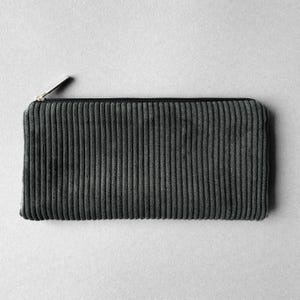 Federmäppchen Cord Schwarz-Grau, Stiftemäppchen, Kosmetiktäschchen