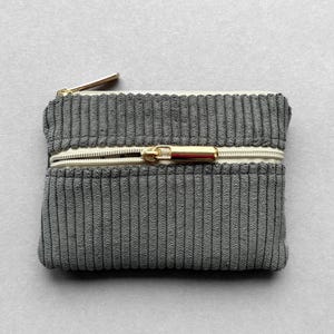 Mini Geldbeutel Double Cord Grau, kleines Portemonnaie