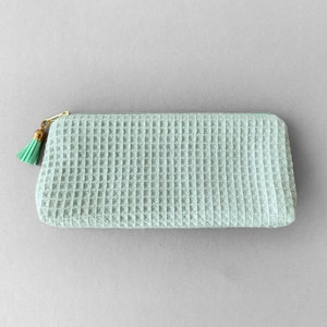 Federmäppchen Waffel Pique Mint, Schminktasche, Kosmetiktasche