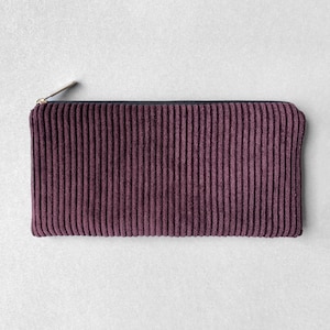 Federmäppchen Cord Pflaume, Stiftemäppchen, Kosmetiktäschchen, Brillenetui