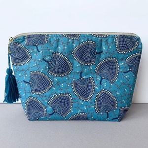 Kulturbeutel XL Japan Fächer blau, Wickeltasche, Kulturtasche, Windeltasche