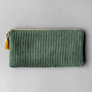 Federmäppchen Cord Khaki, Stiftemäppchen, Kosmetiktäschchen, Brillenetui