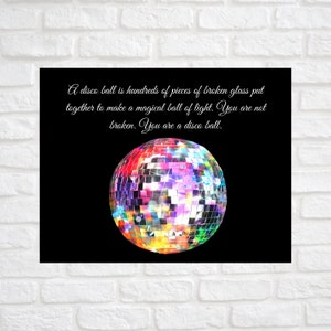 Disco Ball Inspirational Quote Art Print: Positive Typography (Digital Download)