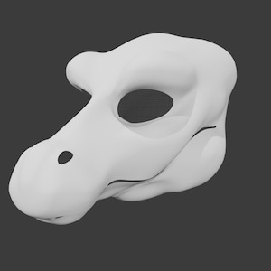 May include: White unfinished furry mask with a long snout and a single eye hole. The mask is made of a smooth, pliable material and is ready to be painted and customised.