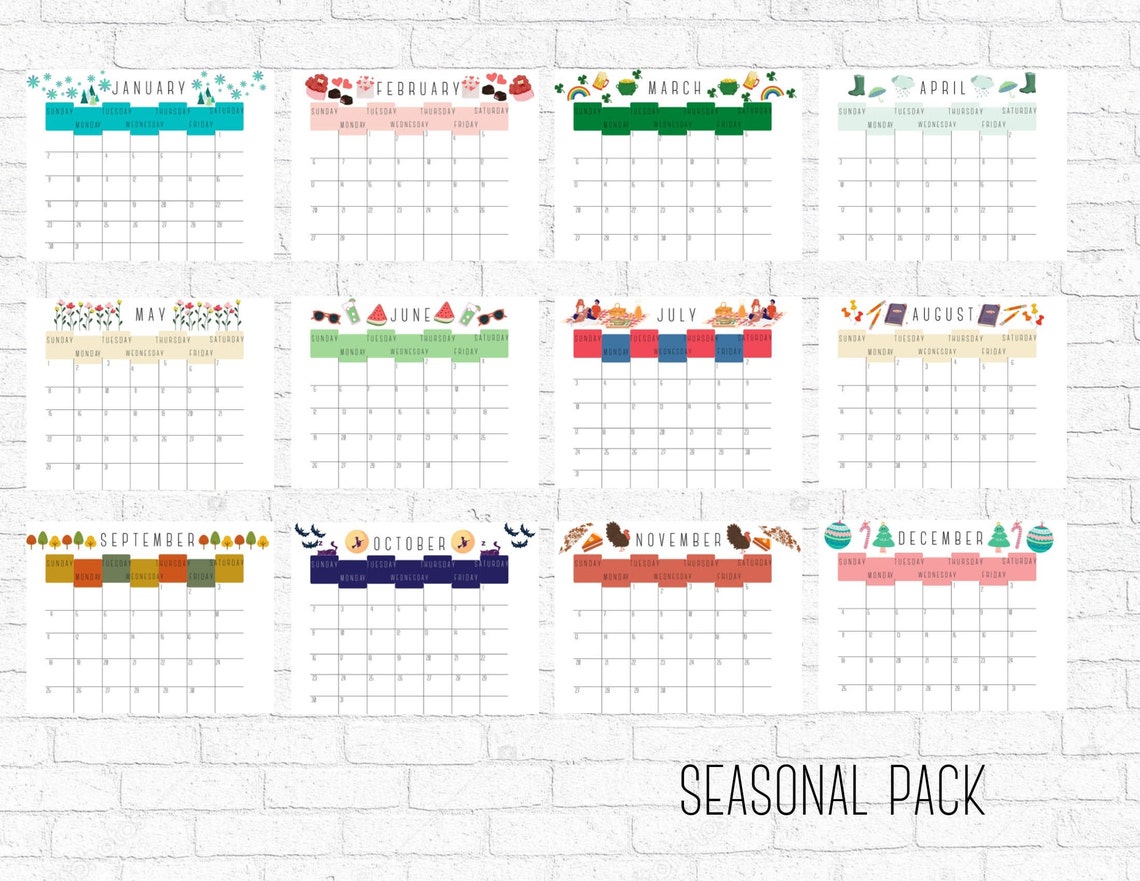 2022 seasonal printable calendar 2022 wall calendar wall